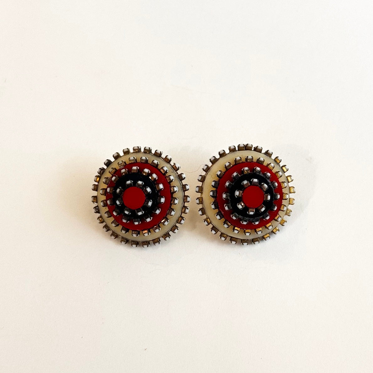 4 Piece Small Rhinestone and Acrylic Circle Earrings