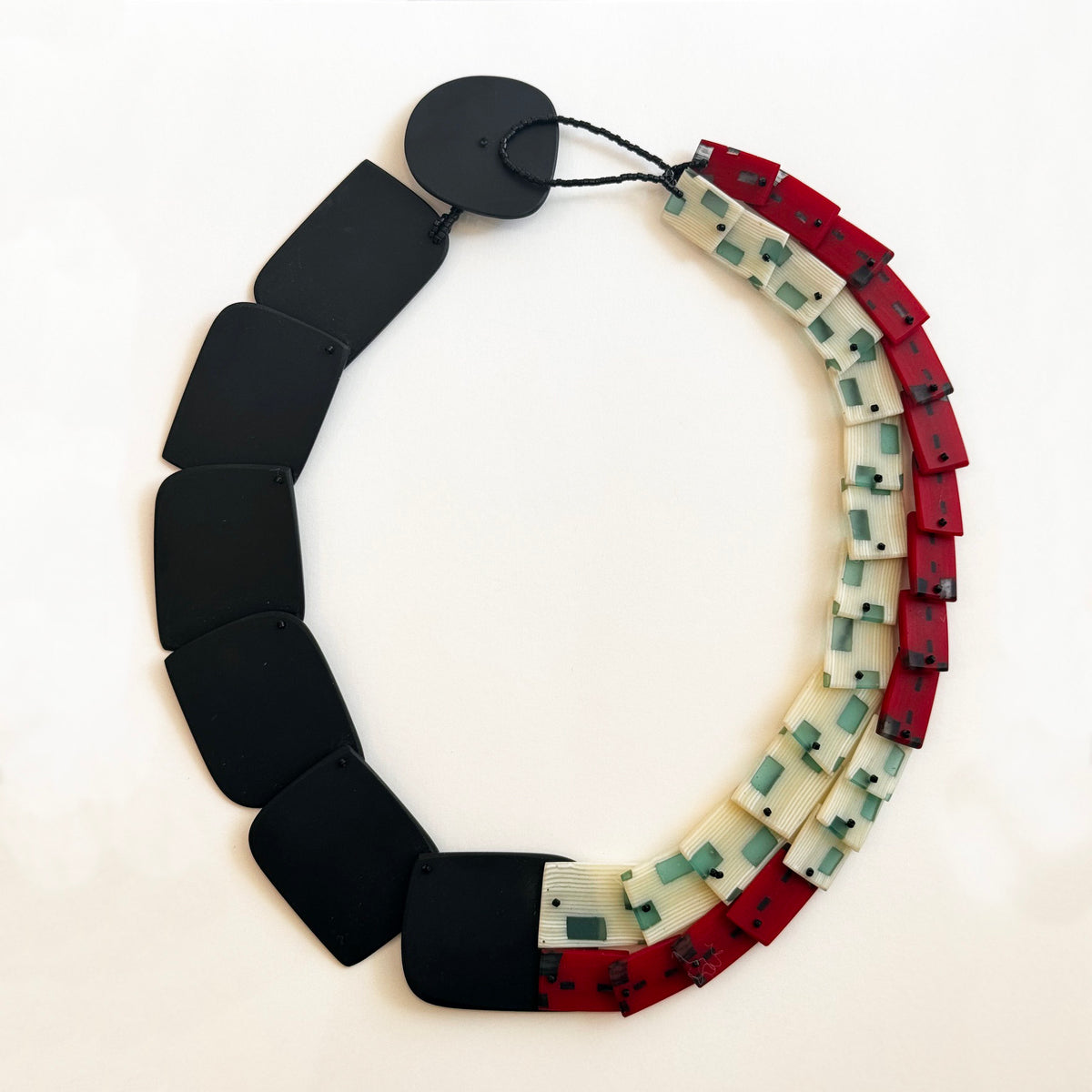 Half and Half Carved and Beaded Necklace
