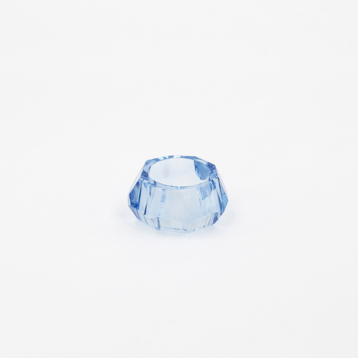 Faceted Light Blue Glass Ring