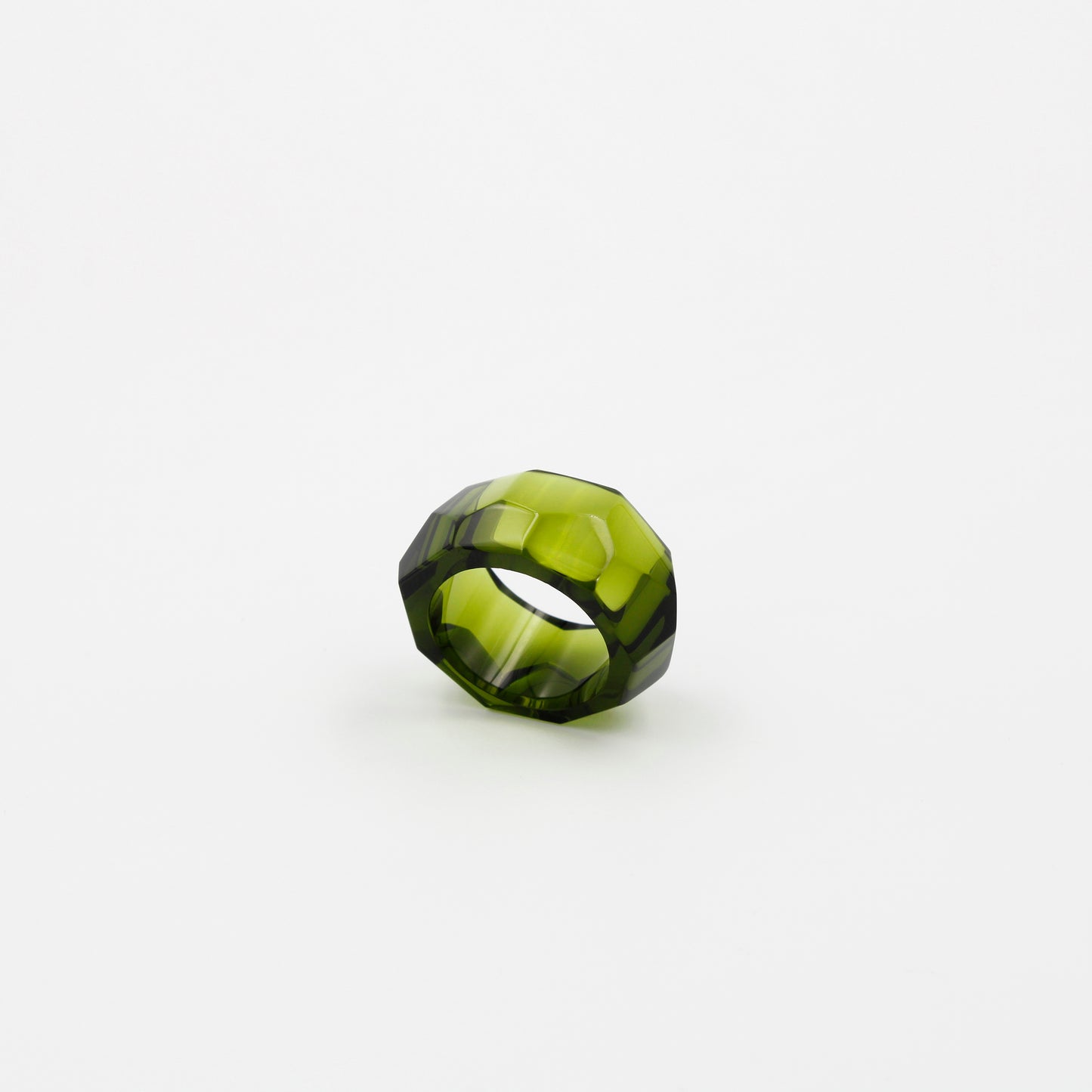 Faceted Green Glass Ring