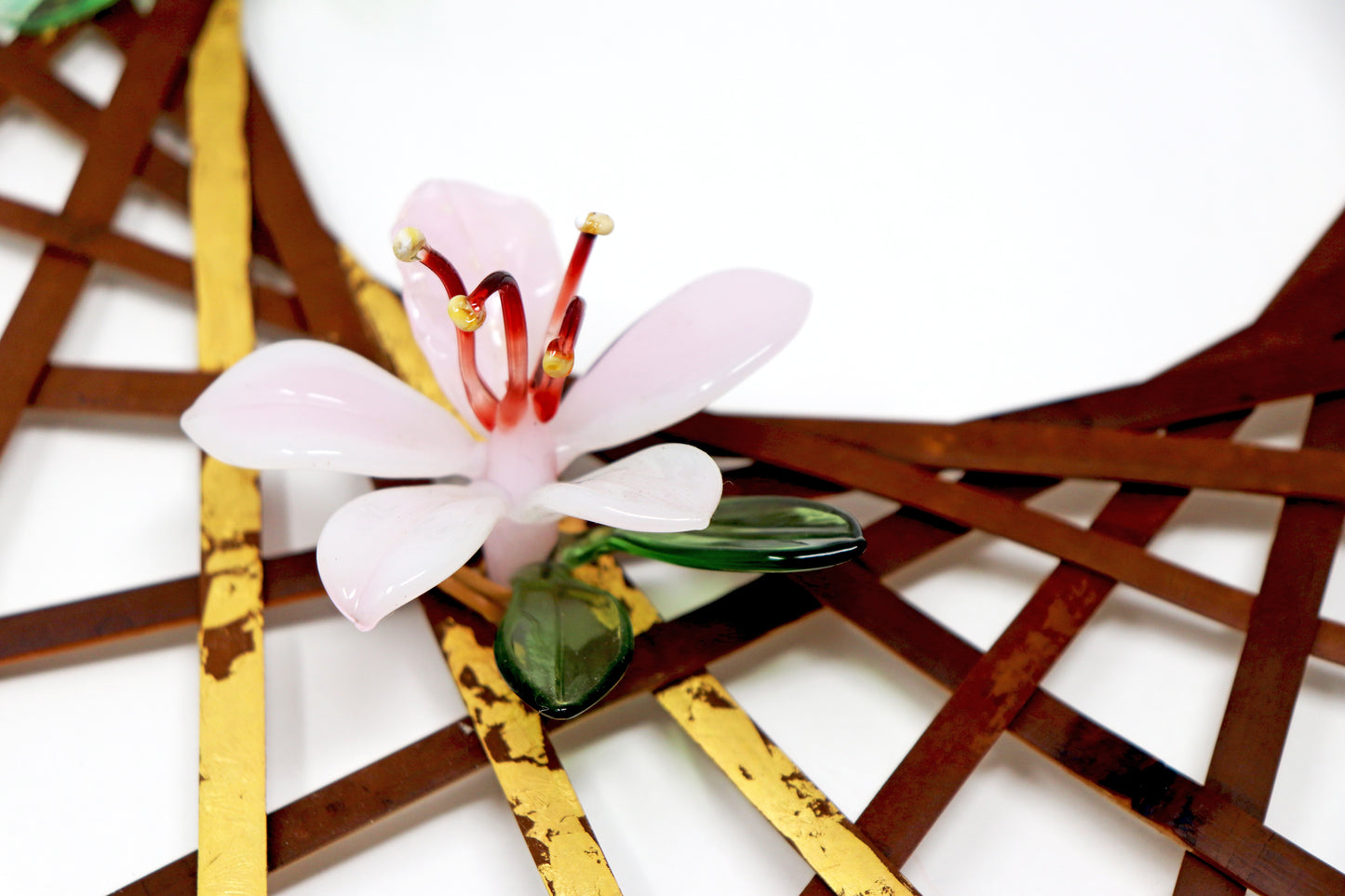 Wood Carving with Glass Flowers by Yating Chang