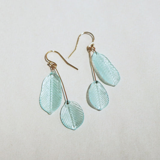 Double Feather Earrings in Gold