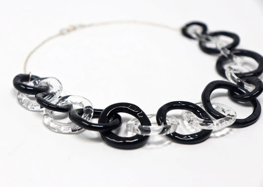 Black and Clear Statement Chain Necklace