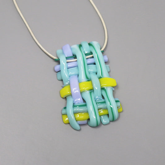 Small Woven Necklace in Lavender, Mint, and Yellow