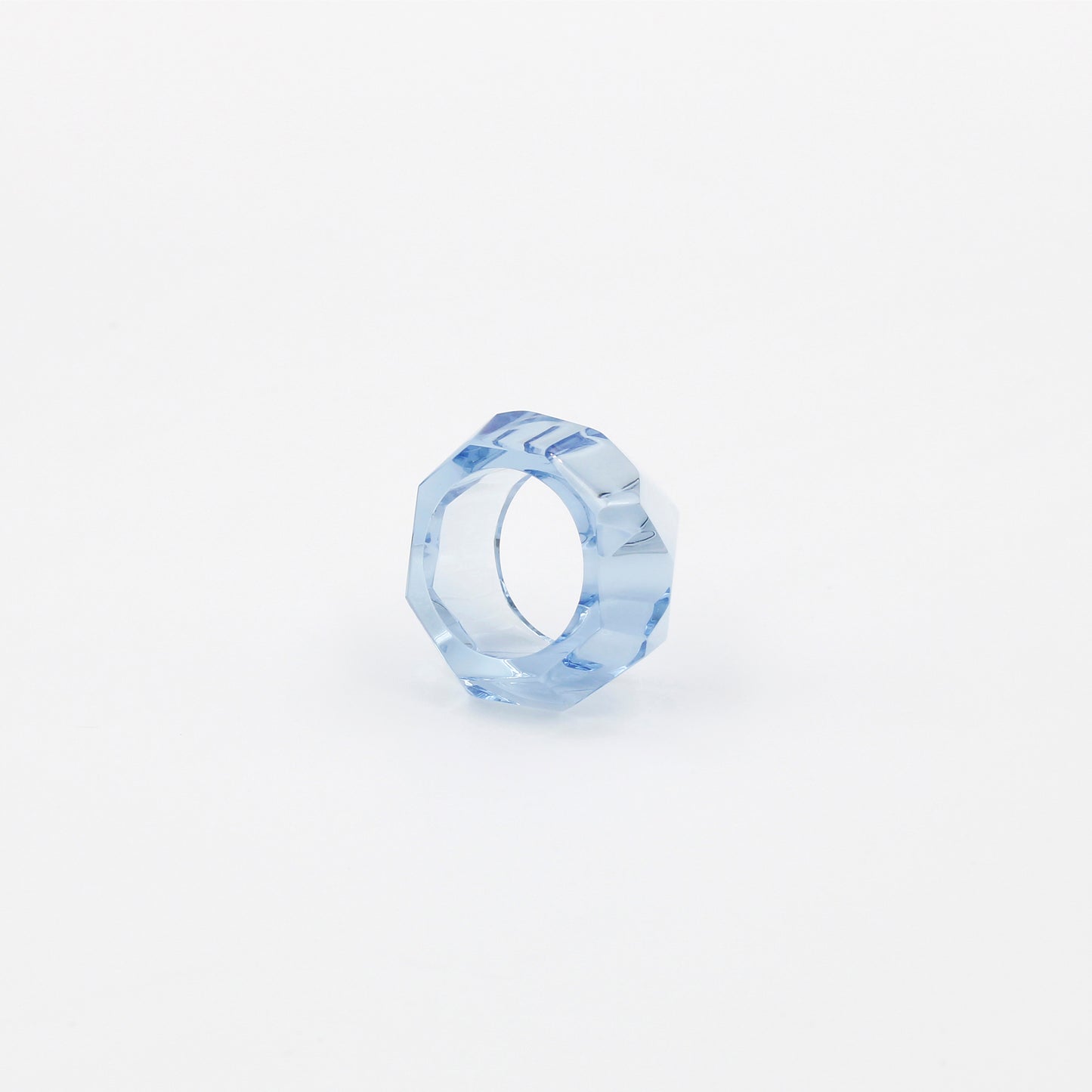 Faceted Light Blue Glass Ring