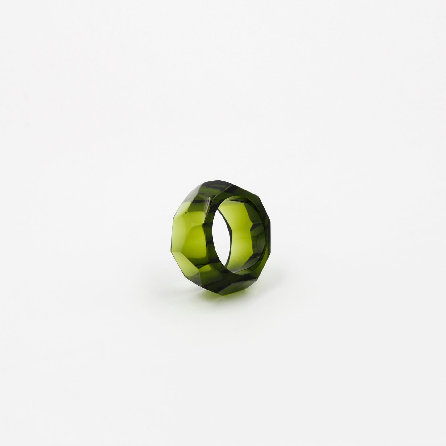 Faceted Green Glass Ring