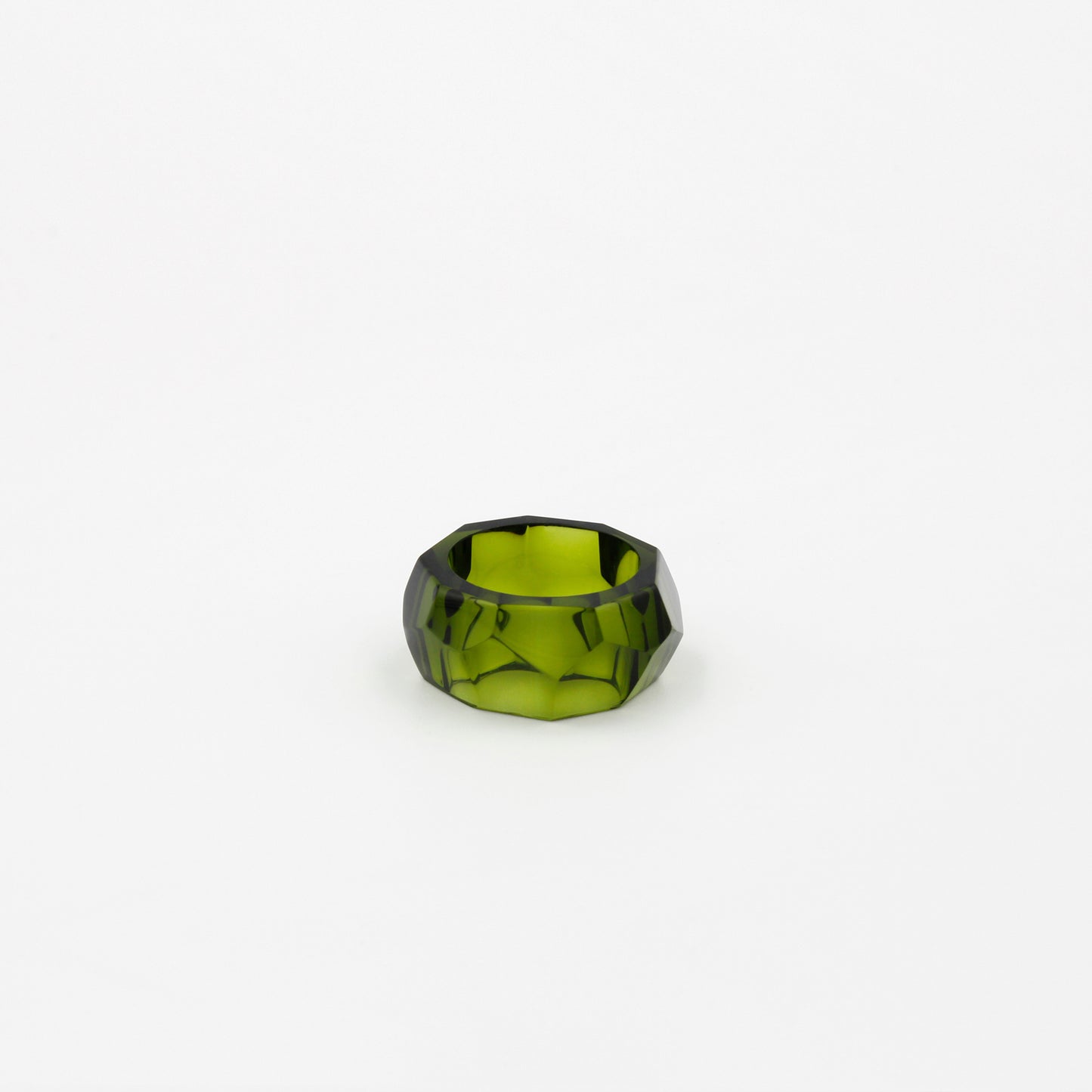 Faceted Green Glass Ring