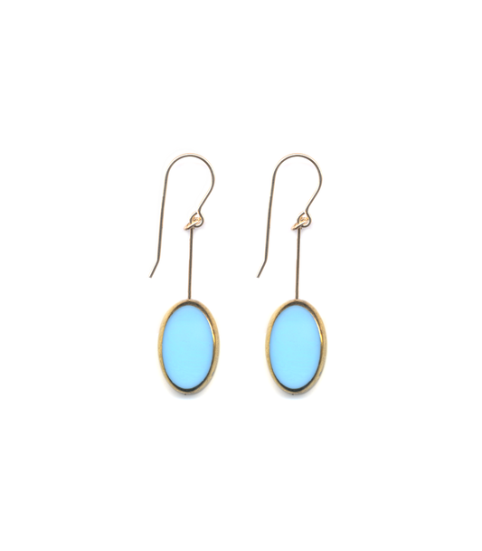 Blue Oval Earrings