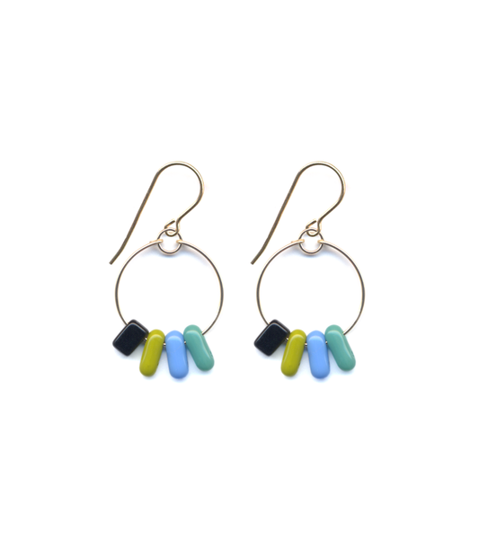 Blue Tube Hoop Earrings