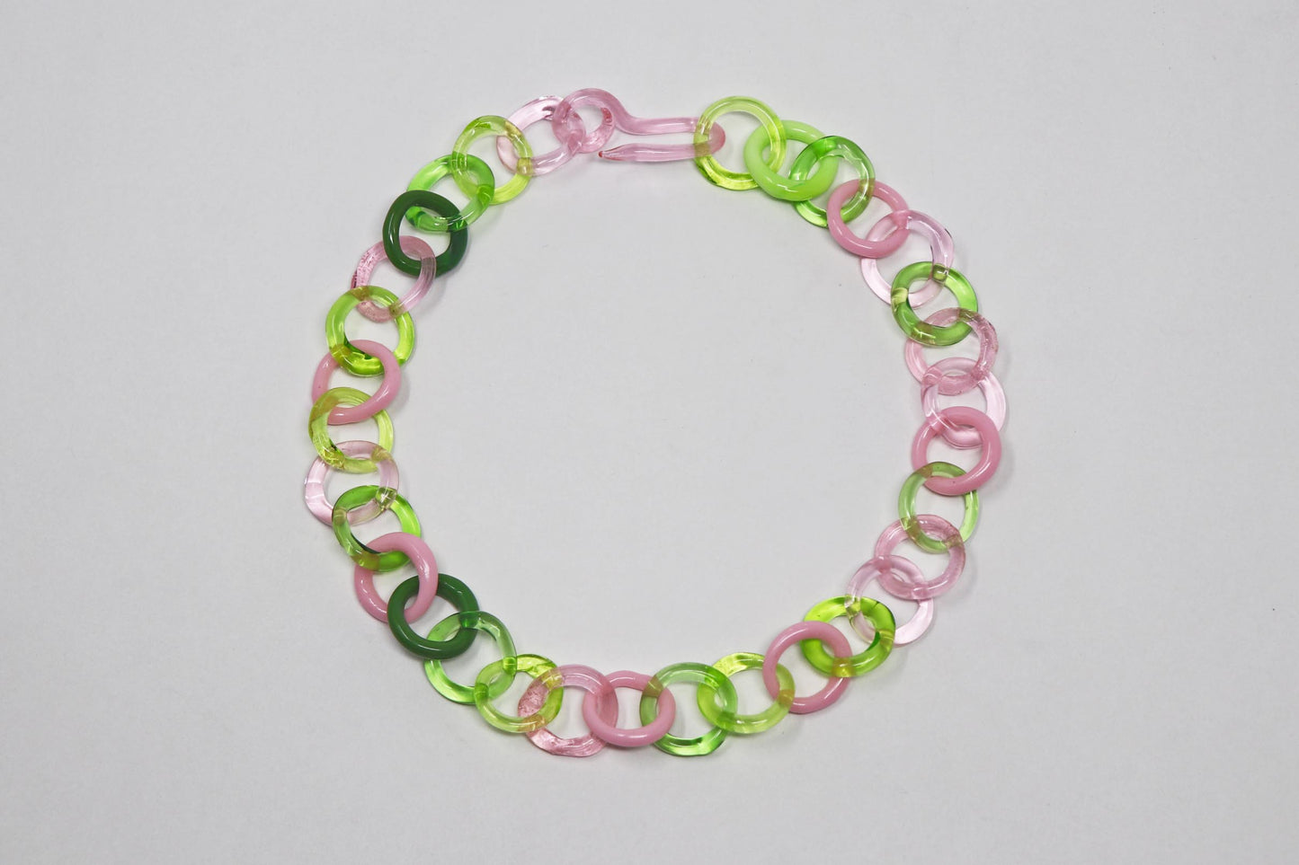 Mini Chain Necklace in Pink and Green