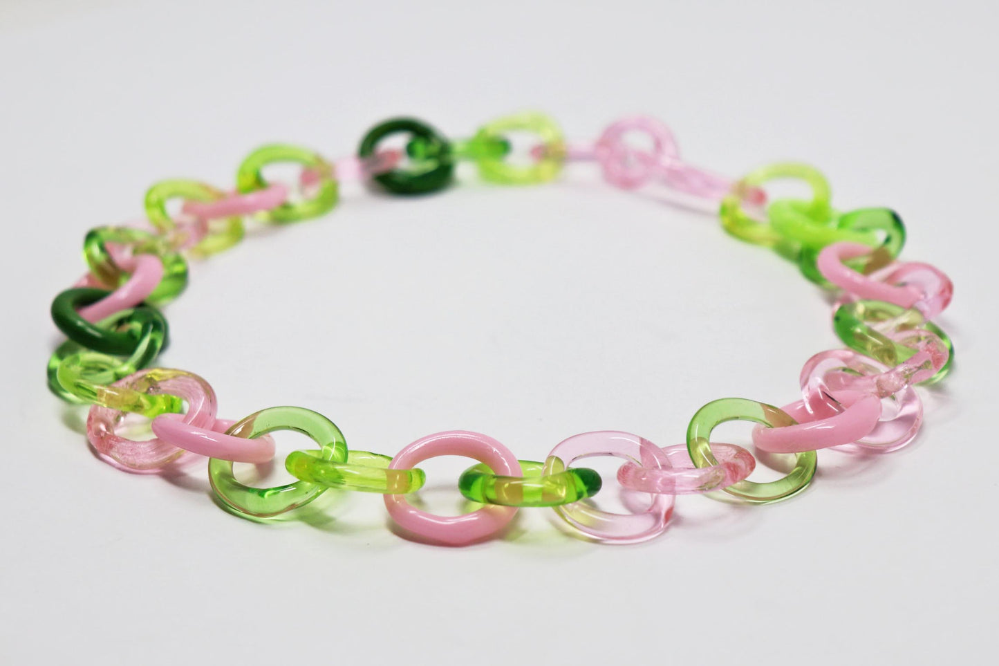 Mini Chain Necklace in Pink and Green