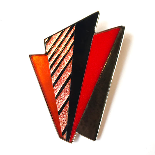 Striped Dichroic Pin in Salmon, Orange, Black