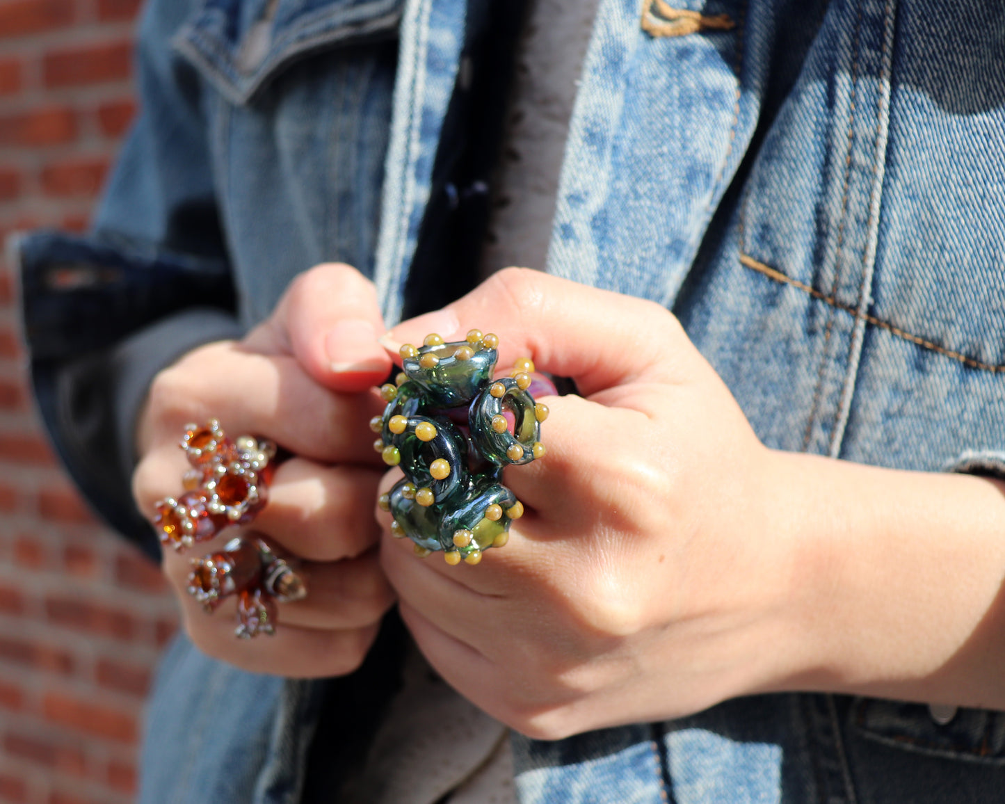 Green and Maroon Coral Garden Ring