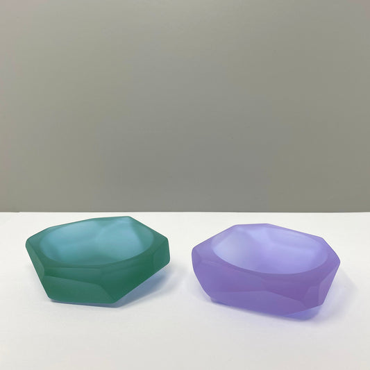 Color-Shifting Geometric Cast Glass Dish