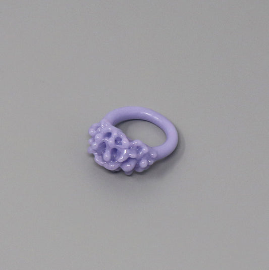 Opaque Pastel Glass Cluster Ring - Lavender