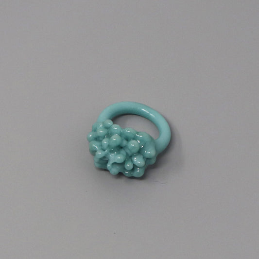 Opaque Pastel Glass Cluster Ring - Seafoam